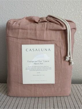 NWT King 100% Linen Sheet Set Light Adobe Clay - Casaluna